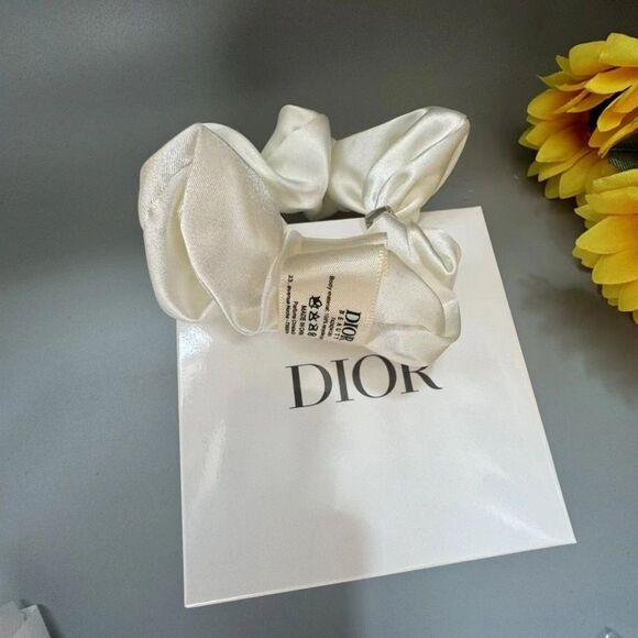 White Vintage Dior BEAUTE Hair Ties Elegant Minimalist Hair Accessories